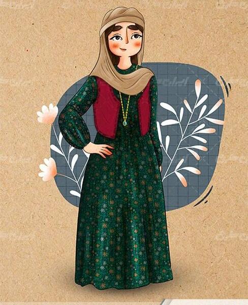 عکس نقاشی ساده لباس کردی