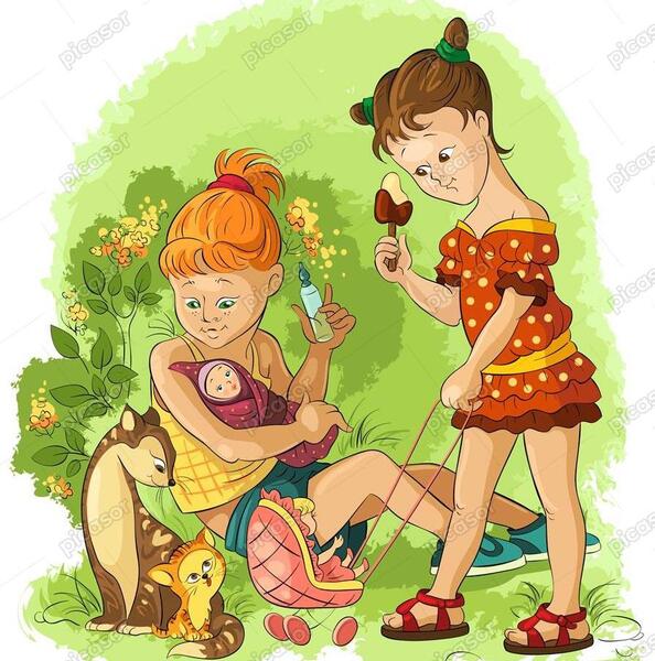 عکس دختر بچه با حیوانات