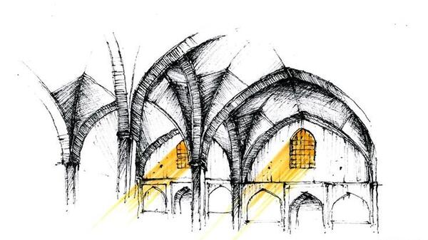 عکس نقاشی ساده مسجد امام اصفهان