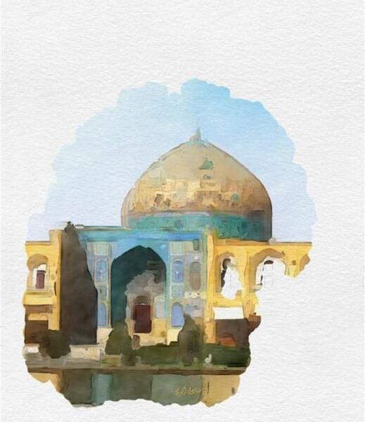 عکس نقاشی ساده مسجد شیخ لطف الله