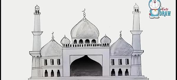 عکس نقاشی ساده مسجد جمکران