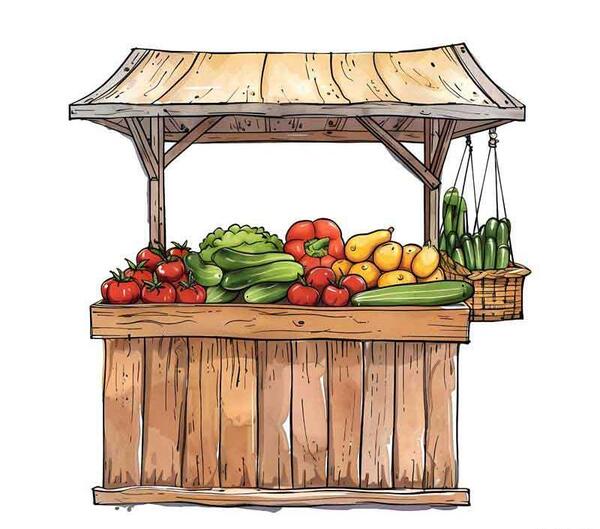 عکس نقاشی ساده میوه فروشی