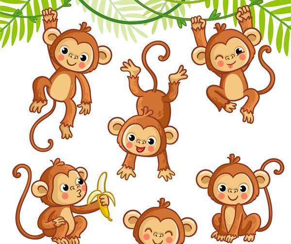 عکس نقاشی ساده میمون روی درخت