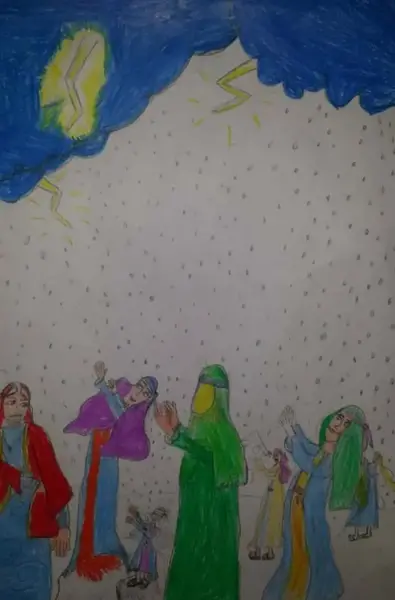 عکس نقاشی ساده نماز باران امام رضا