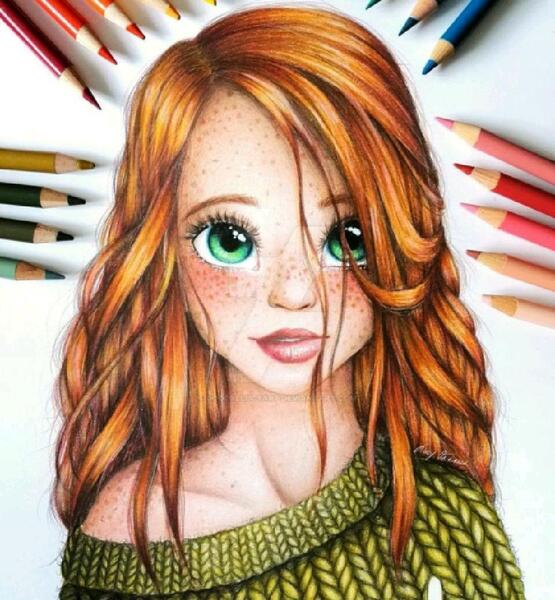 عکس نقاشی فانتزی حرفه ای با مداد رنگی