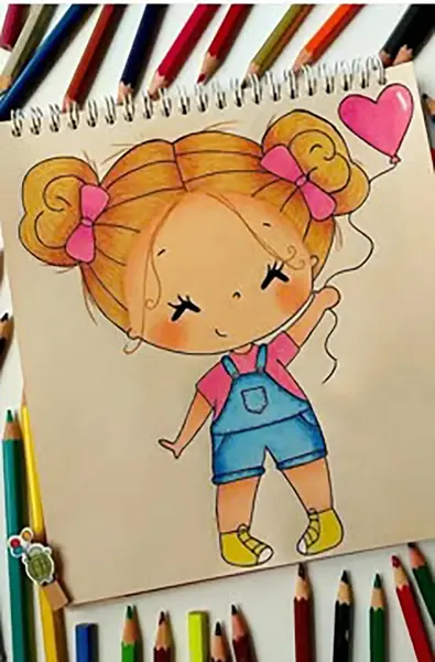 عکس نقاشی زیبا و فانتزی با مداد رنگی