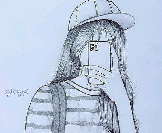 عکس آموزش نقاشی دختر فانتزی ساده با مداد سیاه