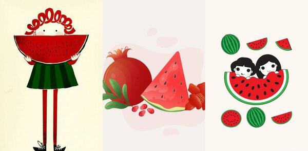 عکس نقاشی فانتزی شب یلدا دخترانه