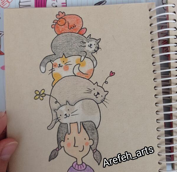 عکس نقاشی فانتزی گربه ای