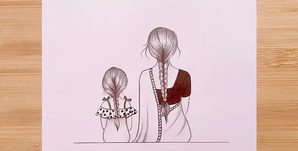عکس نقاشی فانتزی مادر دختر