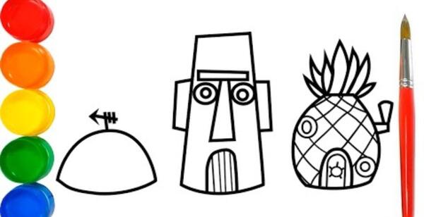 نقاشی کودکانه خانه باب اسفنجی