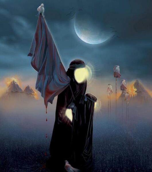 عکس نقاشی کودکانه امام حسین و حضرت رقیه