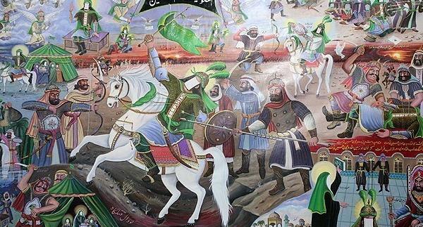 عکس نقاشی کودکانه امام حسین و یزید
