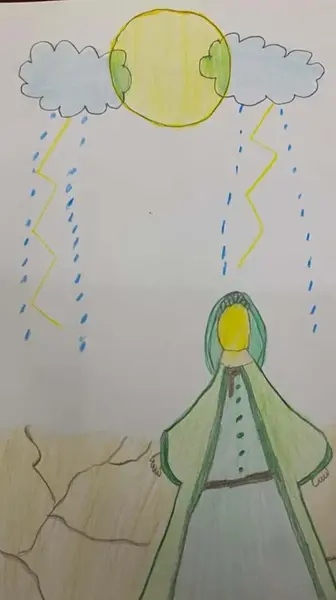 عکس نقاشی کودکانه امام رضا در حال دعا