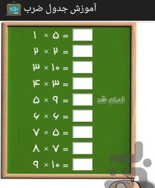 عکس جدول ضرب کامل فارسی