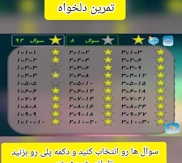 عکس جدول ضرب یک تا پنج