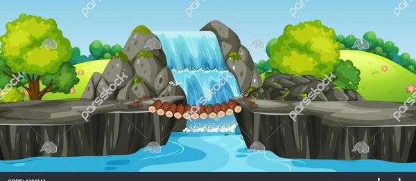 عکس نقاشی کودکانه آبشار