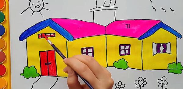 عکس نقاشی کودکانه با آبرنگ