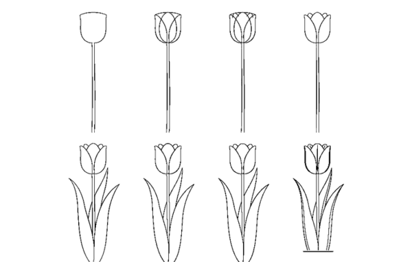 عکس نقاشی کودکانه پروانه روی گل
