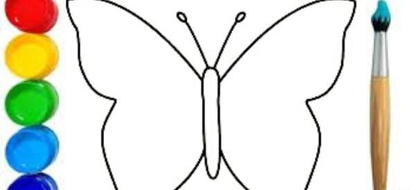 عکس نقاشی کودکانه پروانه و گل