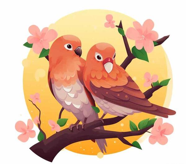 عکس نقاشی کودکانه پرنده روی درخت
