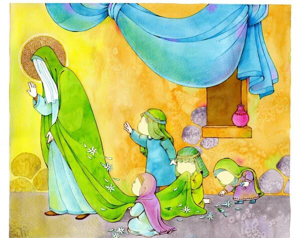 عکس نقاشی کودکانه تولد حضرت فاطمه