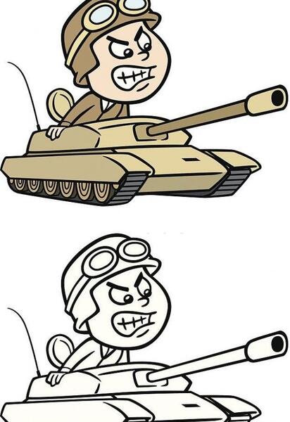 عکس نقاشی کودکانه تانک جنگی