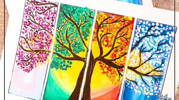 عکس نقاشی کودکانه چهار فصل برای رنگ امیزی