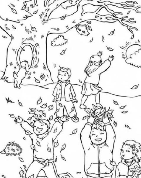 عکس نقاشی کودکانه چهار فصل برای رنگ امیزی