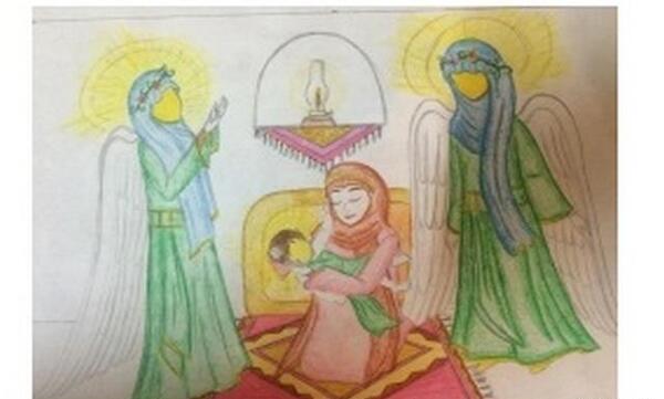 عکس نقاشی کودکانه درباره حضرت محمد