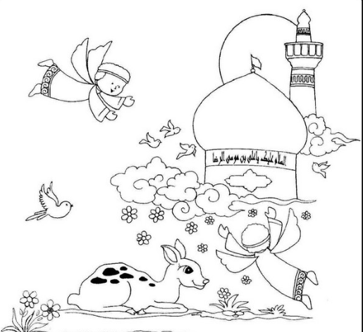 عکس نقاشی کودکانه کبوتر حرم امام رضا