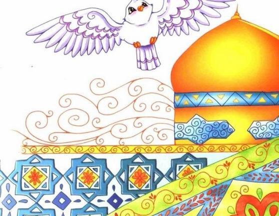 عکس نقاشی کودکانه درباره حرم امام رضا