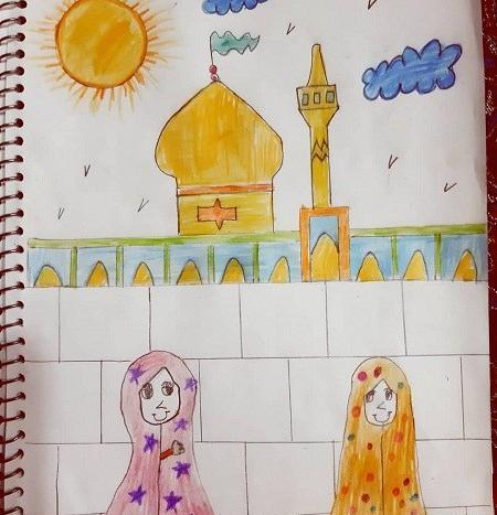 عکس نقاشی کودکانه برای حرم امام رضا