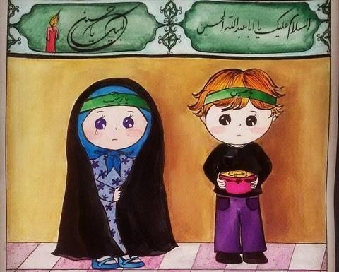 عکس نقاشی کودکانه حرم امام حسین علیه السلام