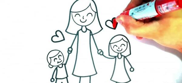عکس نقاشی کودکانه خانواده چهار نفره