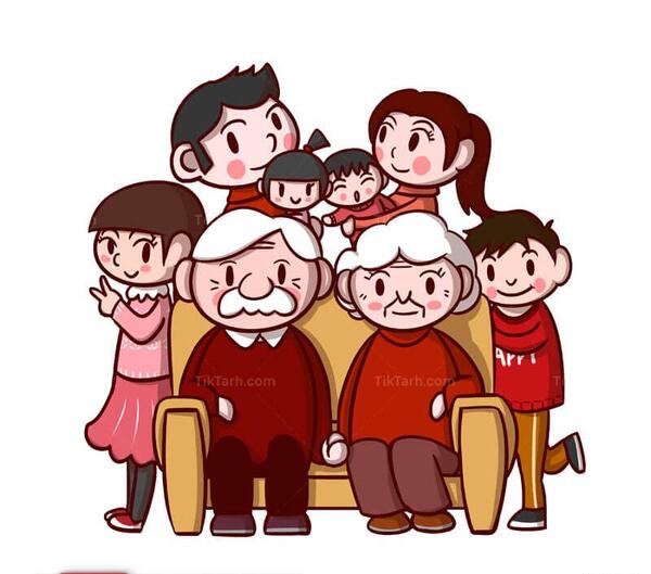 عکس نقاشی کودکانه خانواده پرجمعیت