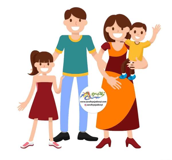 عکس نقاشی کودکانه خانواده پنج نفره