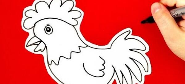 عکس نقاشی کودکانه خروس خوش آواز