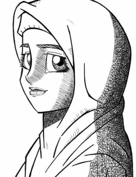 عکس نقاشی کودکانه دختر با حجاب ساده