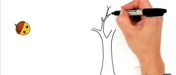 عکس نقاشی کودکانه درخت پاییزی