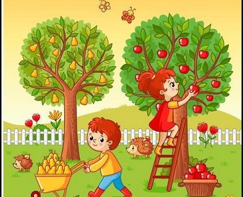 عکس نقاشی کودکانه درخت سیب