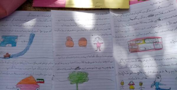عکس نقاشی کودکانه روستای زیبا