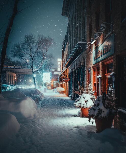 عکس تصویر زمینه شب برفی