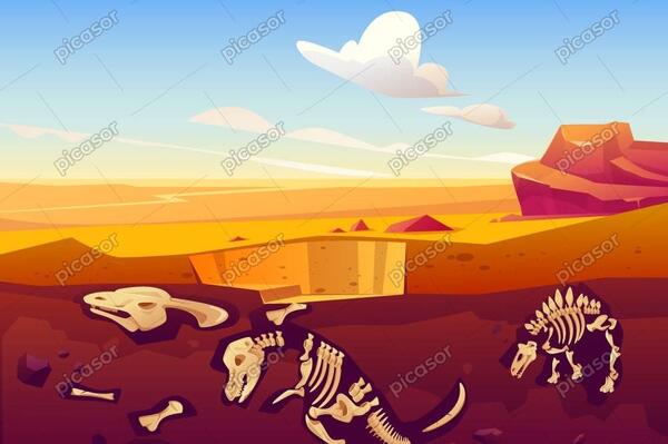 عکس فسیل دایناسور با توضیح