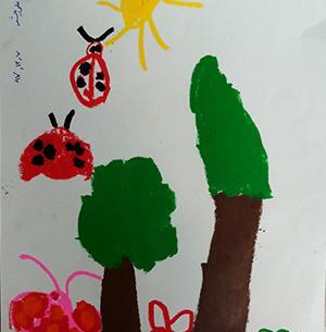 عکس نقاشی کودکانه با مداد شمعی ساده