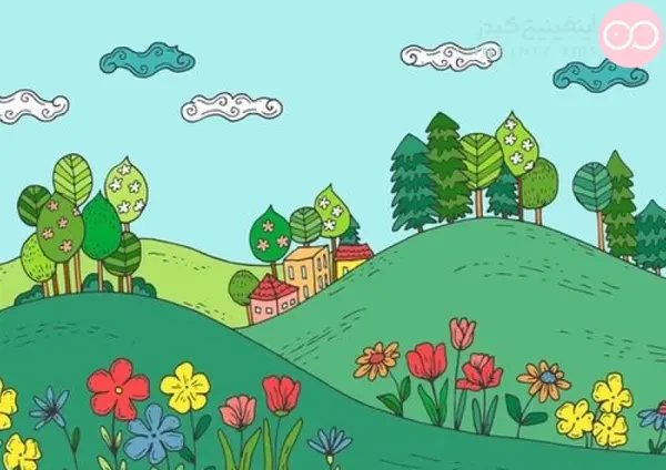 عکس نقاشی کودکانه فصل بهار برای پیش دبستانی