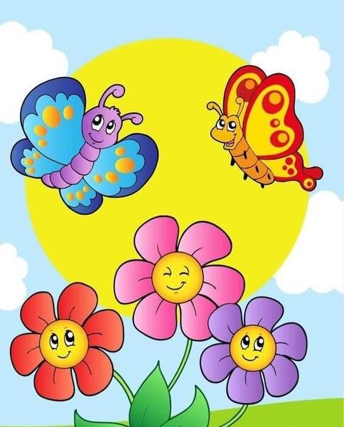 عکس نقاشی کودکانه فصل بهار برای پیش دبستانی