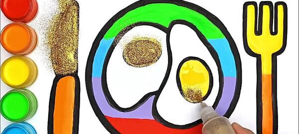 عکس نقاشی کودکانه با قاشق