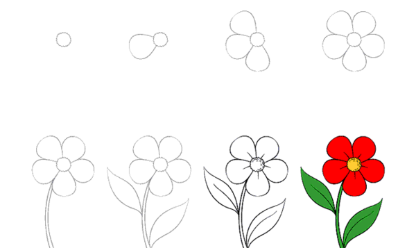 عکس نقاشی کودکانه ی گل رز