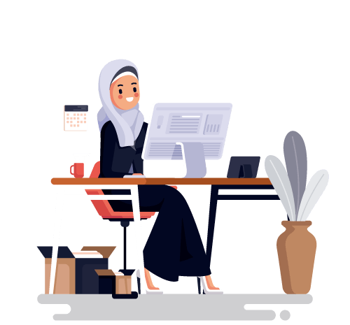 عکس دختر پشت میز کامپیوتر برای پروفایل